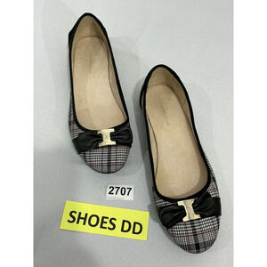 Womans Charter Club Pimmas 10 M Black Plaid Slip On Flat Shoes